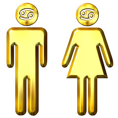 Image showing 3d golden Cancer man and woman