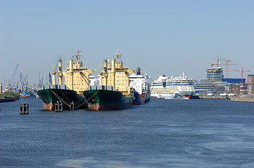 Image showing Moored ships