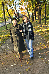 Image showing Granddaughter walking with grandmother