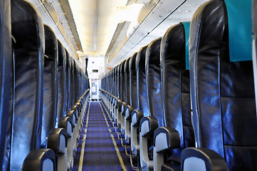 Image showing Airliner passenger cabin 