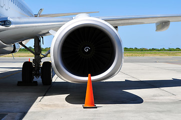 Image showing Air transportation: Jet engine detail