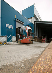 Image showing Loading dock and forklift