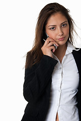 Image showing Young woman on the phone