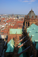 Image showing Colorful roof tops of Strasbourg