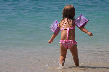 Image showing Young girl in the sea