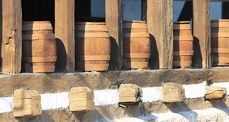 Image showing wine wooden barrels