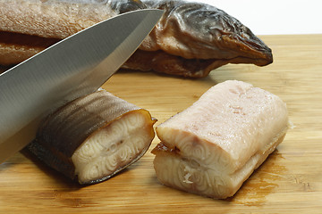 Image showing Preparation of smoked eel