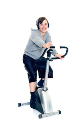 Image showing Young boy doing fitness