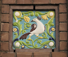 Image showing Bird on Relief Ceramic Tile.