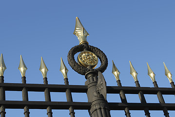 Image showing Fragment of Park Fence With Golden Spears