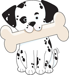 Image showing Dalmatian with Bone