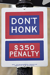 Image showing Don't honk street sign