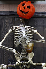 Image showing Pumpkin and skeleton