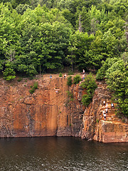 Image showing crazy cliff jumpers