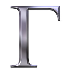 Image showing 3D Silver Greek Letter Gamma