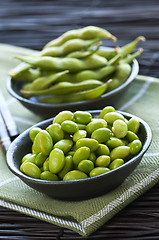 Image showing Soy beans in bowls