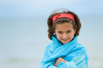 Image showing Portrait of little girl on the beach