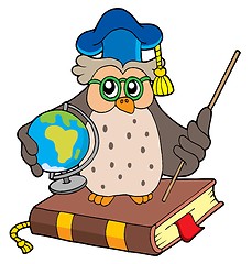 Image showing Owl teacher with globe