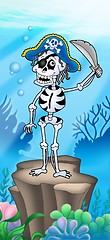 Image showing Pirate skeleton on sea bottom