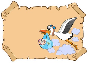 Image showing Baby congratulation with stork