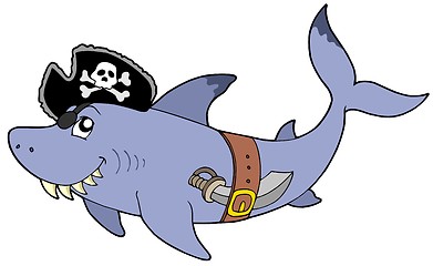 Image showing Cartoon pirate shark