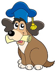 Image showing Dog teacher in hat