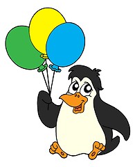 Image showing Penguin with balloons