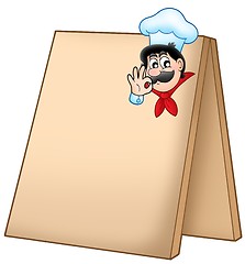 Image showing Menu board with cartoon chef