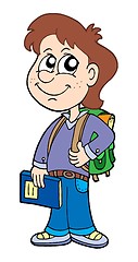 Image showing Pupil boy with school bag