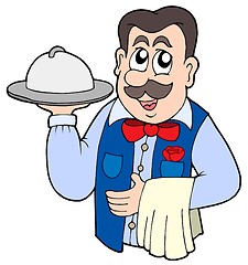 Image showing Cute waiter with meal