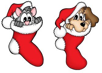 Image showing Christmas dog and cat