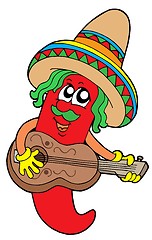 Image showing Mexican chilli guitar player