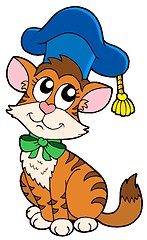 Image showing Cat teacher in hat