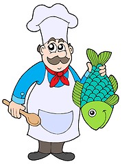 Image showing Chef holding fish