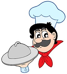 Image showing Cartoon chef with dish