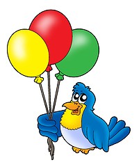 Image showing Bird with balloons