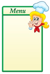 Image showing Menu template with cartoon chef woman