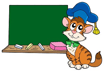 Image showing Cat teacher with blackboard