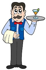 Image showing Cute waiter with drink