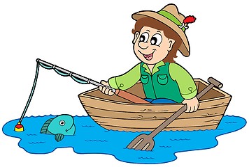 Image showing Fisherman in boat