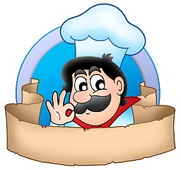 Image showing Cartoon chef logo with banner