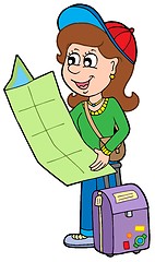 Image showing Cartoon girl traveller