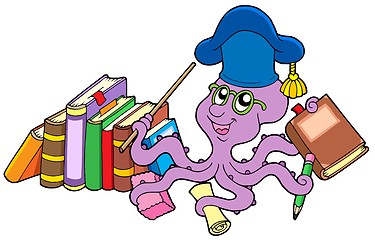 Image showing Octopus teacher with books