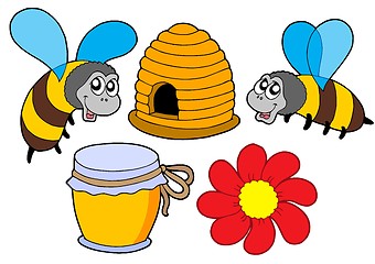 Image showing Bee and honey collection
