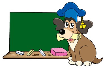 Image showing Dog teacher with blackboard