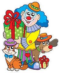 Image showing Party clown with cute animals