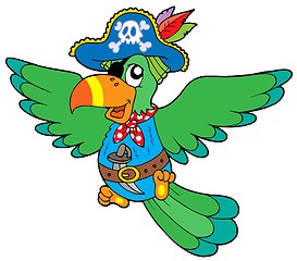 Image showing Flying pirate parrot