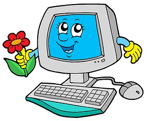 Image showing Cute computer with flower