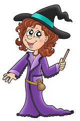 Image showing Cute witch with wand