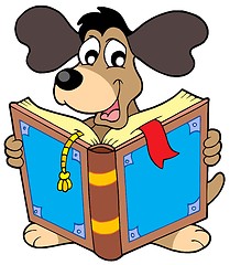 Image showing Dog reading book